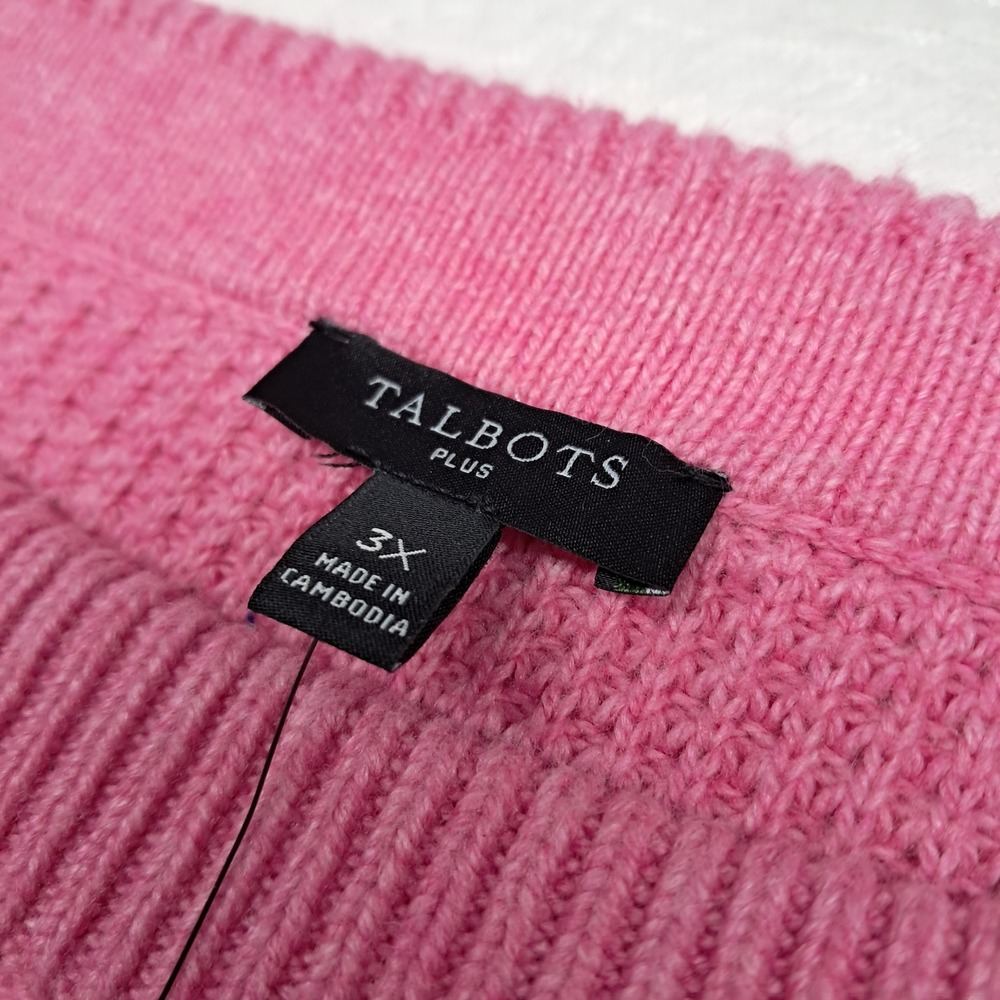 NWT Talbots‎ Sweater Women's Plus Size 3X Pink Waffle Knit Classic Wool Blend - Picture 3 of 10